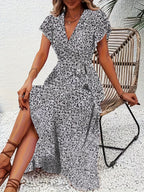 Alessandra™ – Vestito Lungo Floreale a Portafoglio