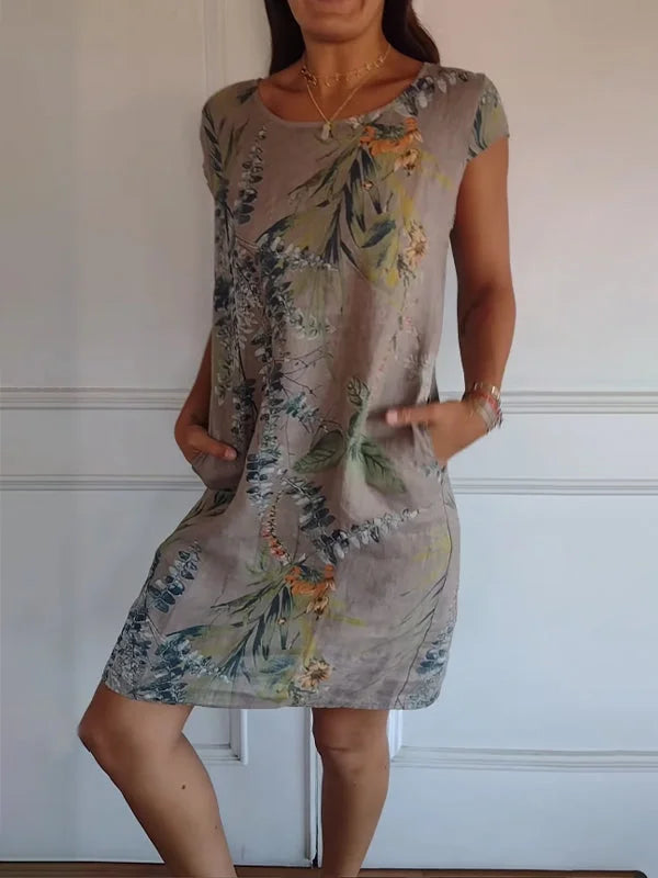 Britt – Abito stampato con scollo rotondo