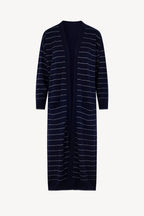 Spolverino con inserti in Lurex in Seta Cashmere Blu Navy