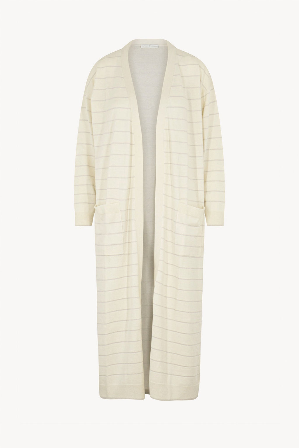 Spolverino con inserti in Lurex in Seta Cashmere Avorio