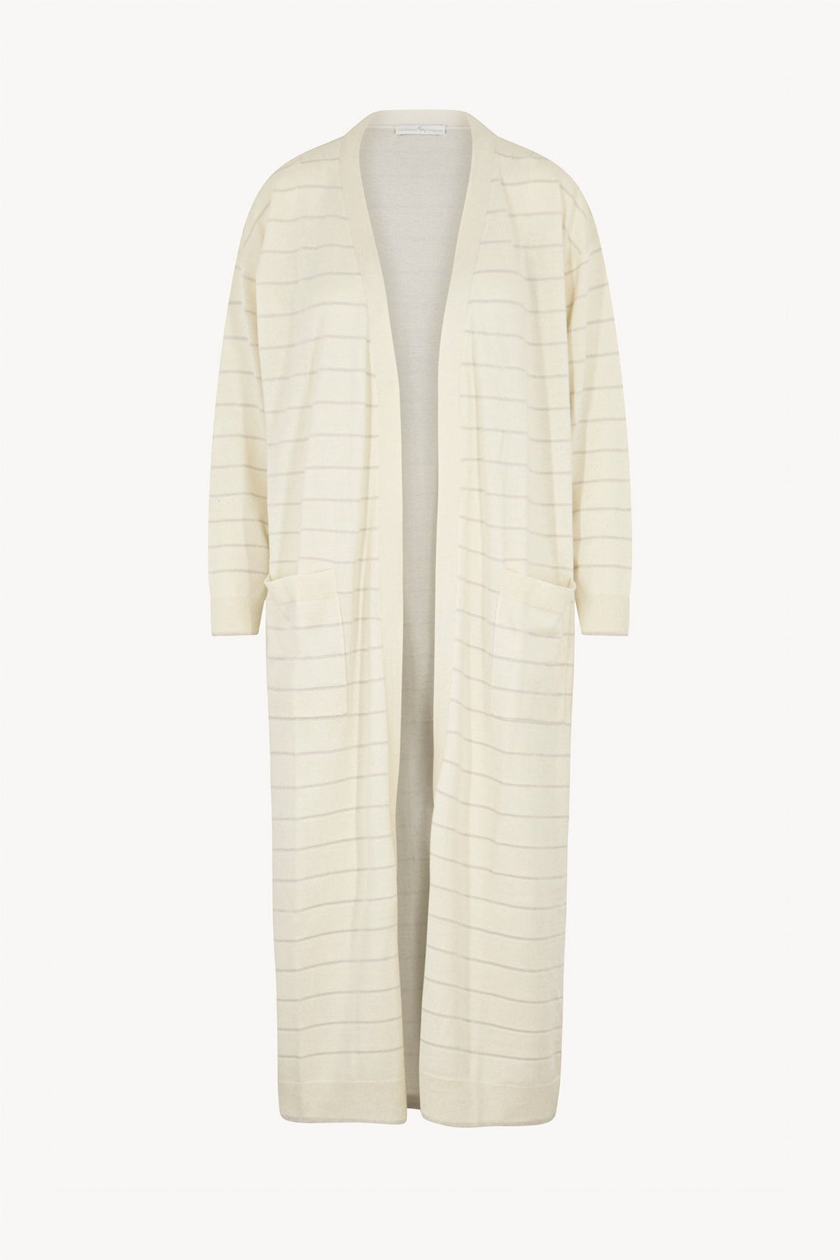 Spolverino con inserti in Lurex in Seta Cashmere Avorio