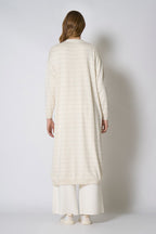 Spolverino con inserti in Lurex in Seta Cashmere Avorio