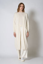 Spolverino con inserti in Lurex in Seta Cashmere Avorio