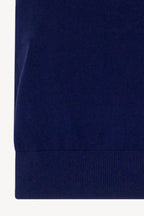 Girocollo Senza Maniche in Cotone Seta Cashmere Blu-Bianco Latte