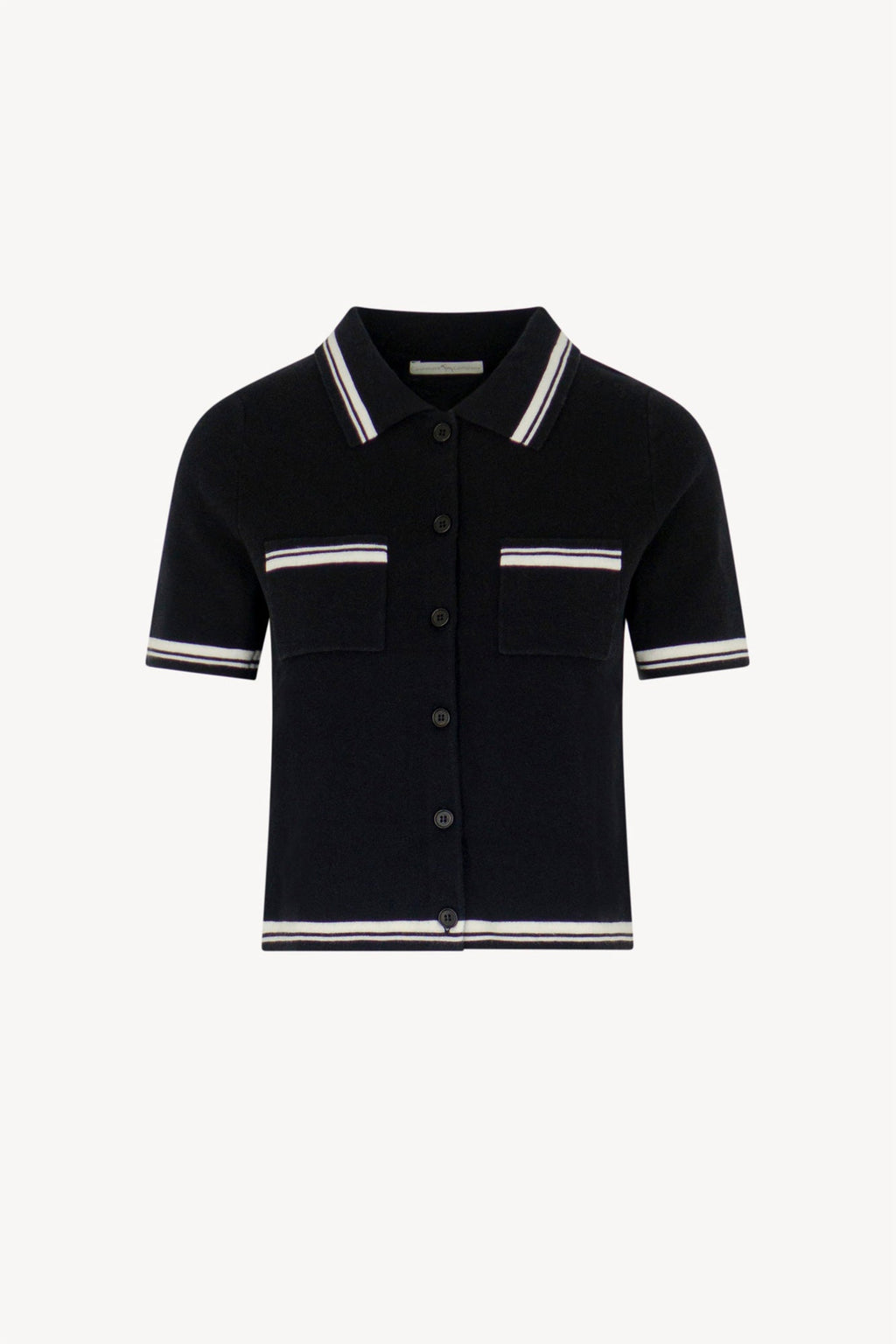 Camicia Mezza Manica in Cotone Seta Cashmere Nero-Bianco Latte