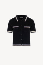 Camicia Mezza Manica in Cotone Seta Cashmere Nero-Bianco Latte