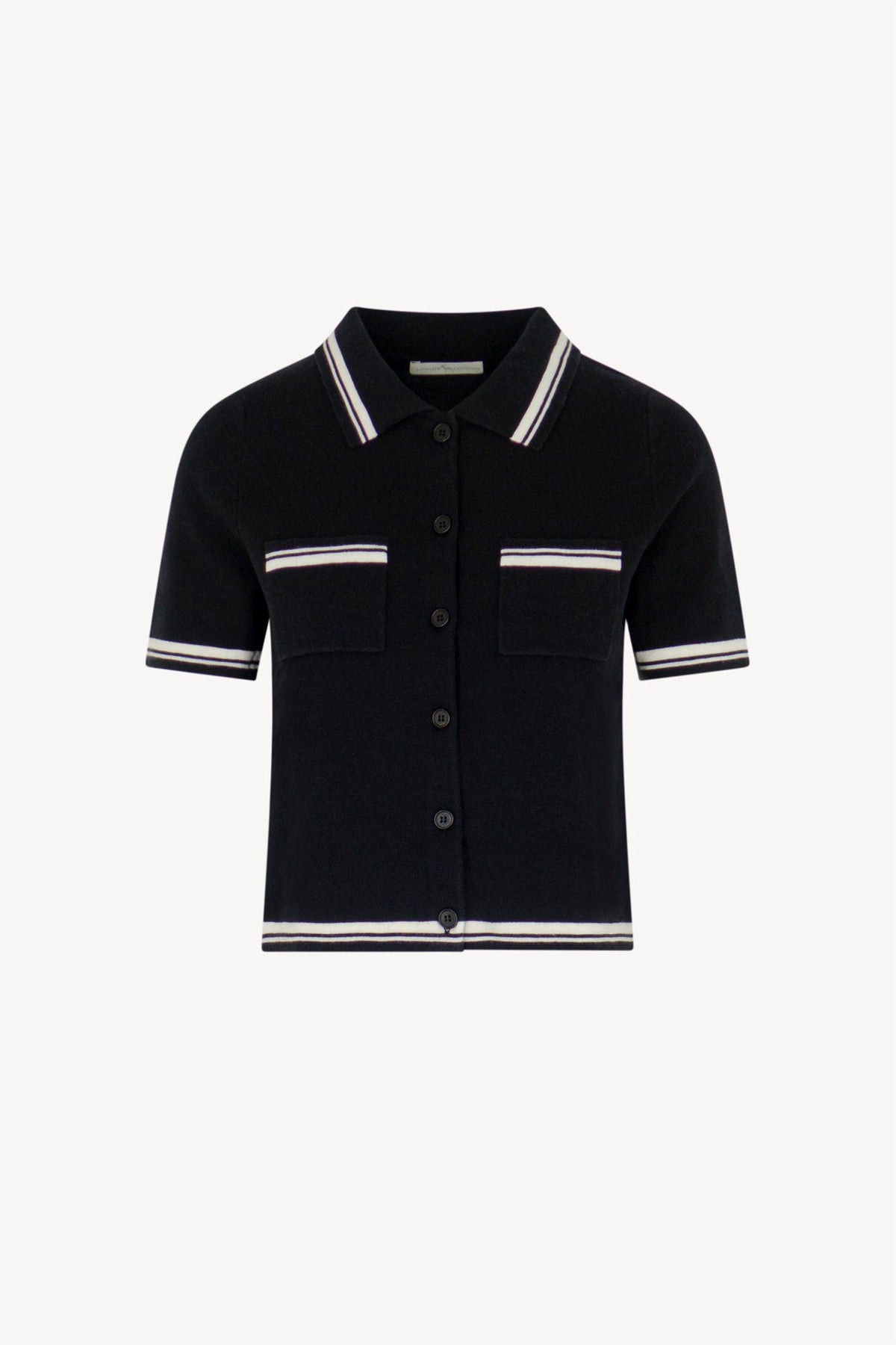 Camicia Mezza Manica in Cotone Seta Cashmere Nero-Bianco Latte