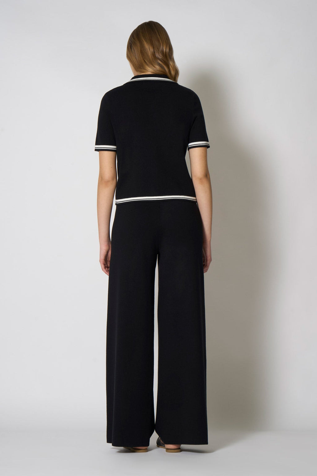 Camicia Mezza Manica in Cotone Seta Cashmere Nero-Bianco Latte