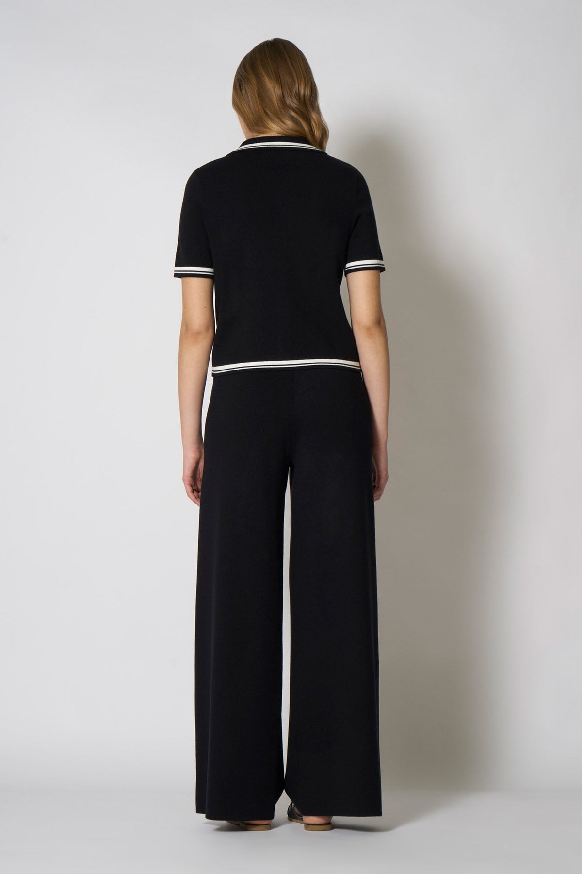 Camicia Mezza Manica in Cotone Seta Cashmere Nero-Bianco Latte