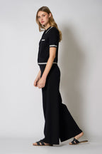 Camicia Mezza Manica in Cotone Seta Cashmere Nero-Bianco Latte