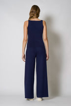 Top in Cotone Seta Cashmere Blu