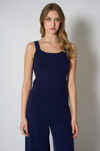 Top in Cotone Seta Cashmere Blu