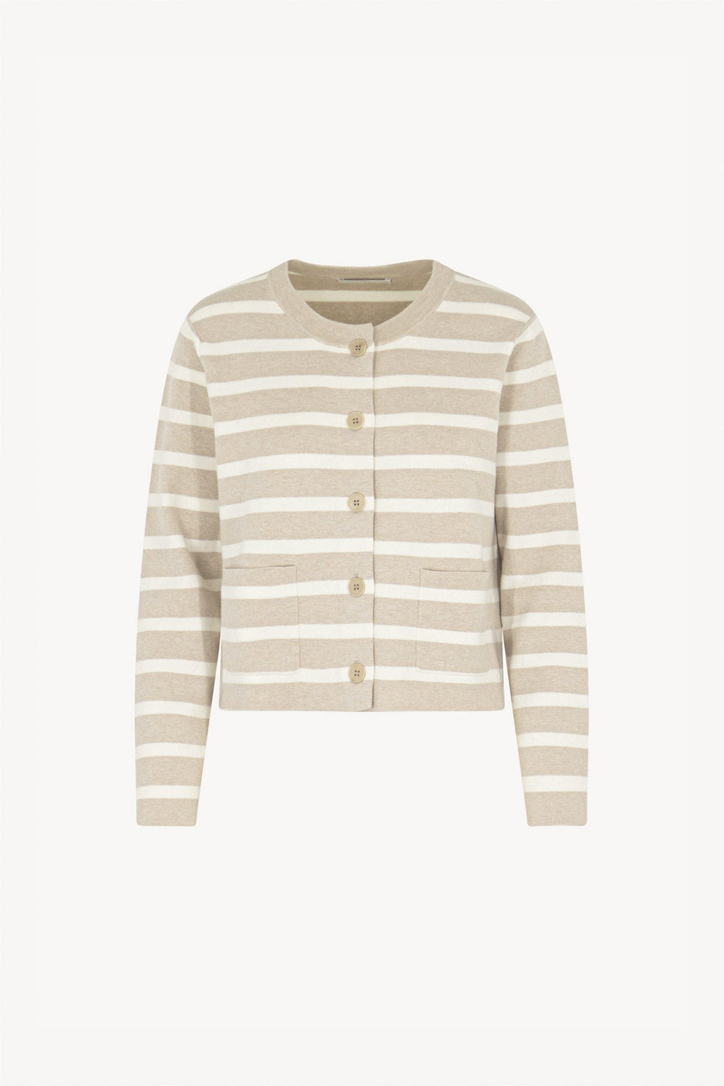 Giacca in Maglia Stoffa in Cotone Seta Cashmere Avena-Bianco Latte