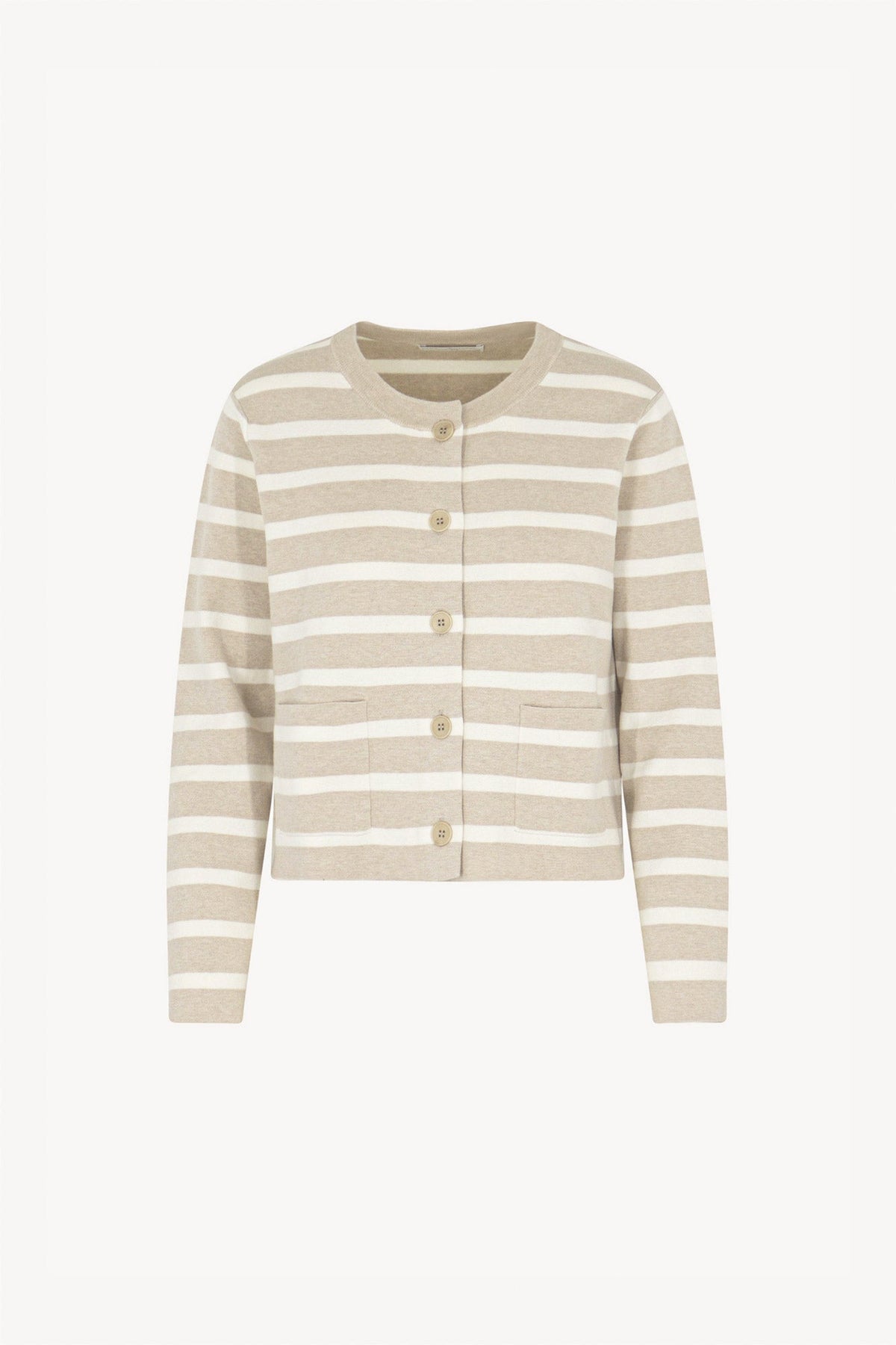 Giacca in Maglia Stoffa in Cotone Seta Cashmere Avena-Bianco Latte