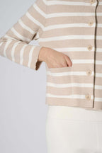 Giacca in Maglia Stoffa in Cotone Seta Cashmere Avena-Bianco Latte