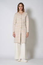 Soprabito in Maglia Stoffa in Cotone Seta Cashmere Avena-Bianco Latte