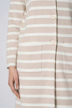 Soprabito in Maglia Stoffa in Cotone Seta Cashmere Avena-Bianco Latte