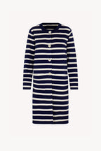 Soprabito in Maglia Stoffa in Cotone Seta Cashmere Blu-Bianco Latte