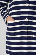 Soprabito in Maglia Stoffa in Cotone Seta Cashmere Blu-Bianco Latte