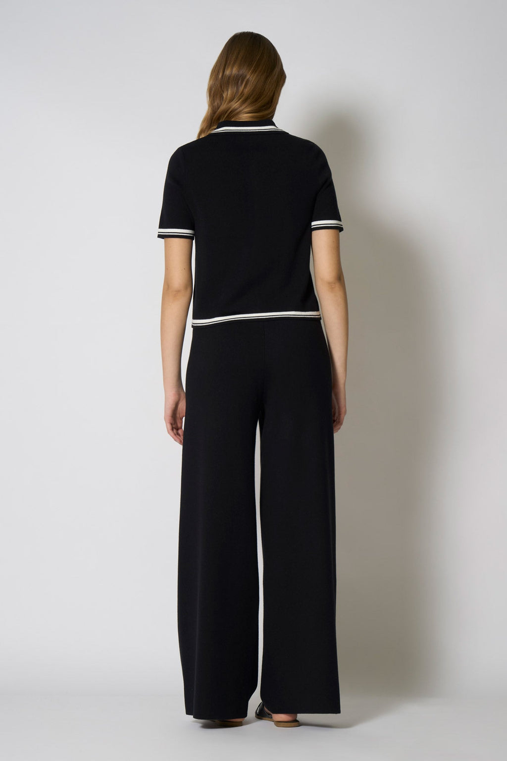 Pantaloni Larghi in Cotone Seta Cashmere Nero