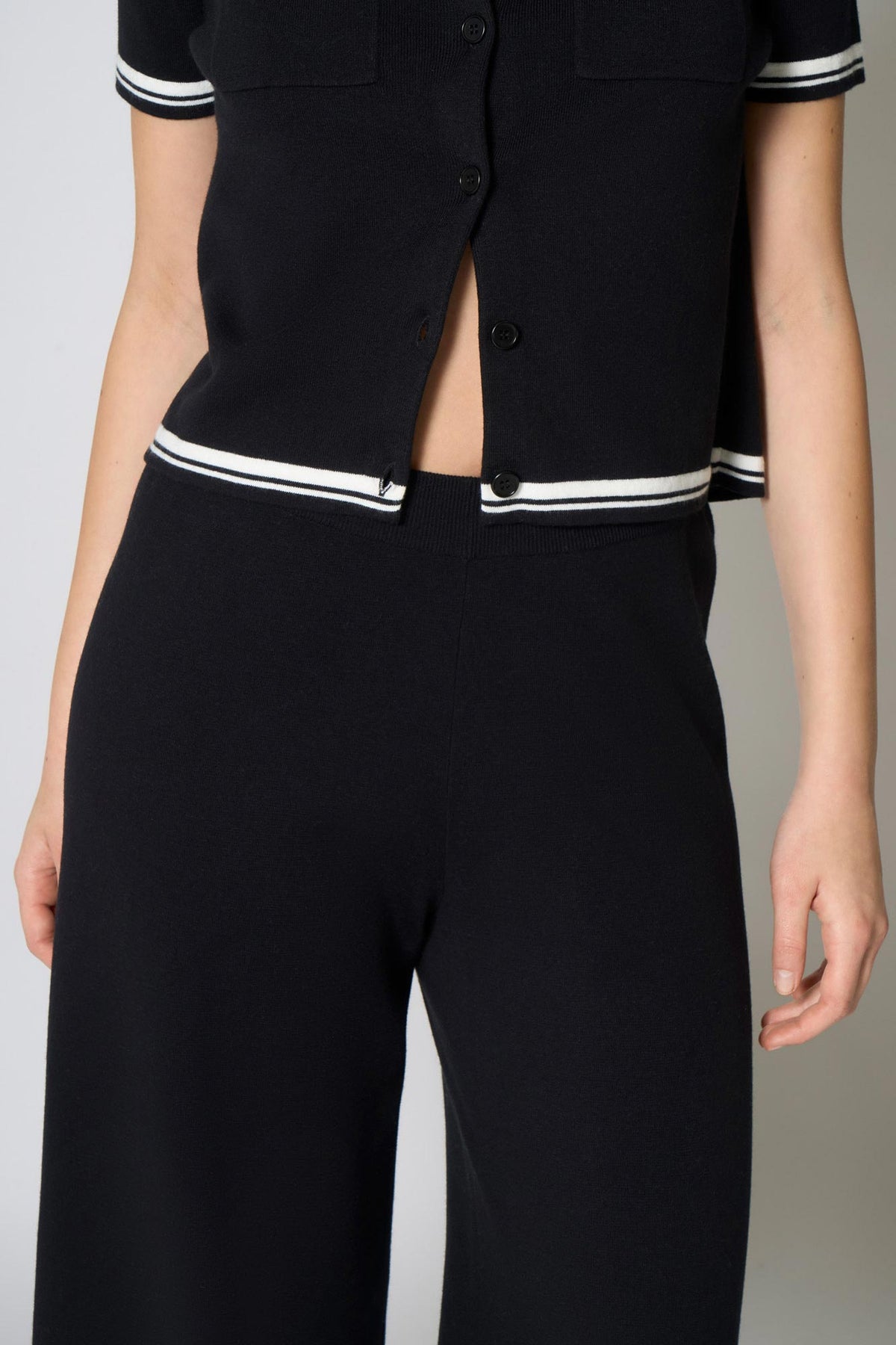 Pantaloni Larghi in Cotone Seta Cashmere Nero