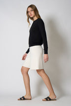 Bermuda in Cotone Seta Cashmere Bianco Latte