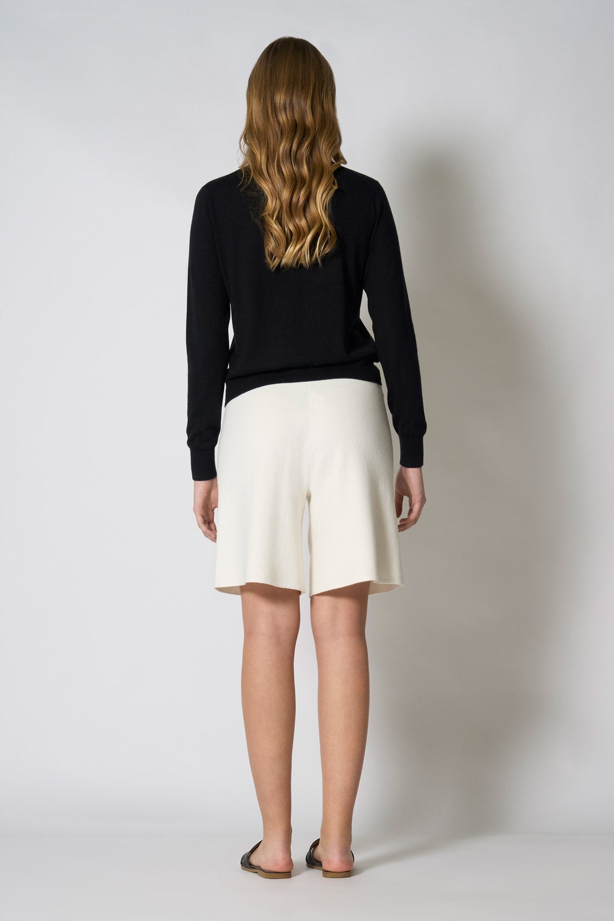Bermuda in Cotone Seta Cashmere Bianco Latte