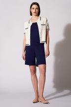 Bermuda in Cotone Seta Cashmere Blu