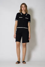 Bermuda in Cotone Seta Cashmere Nero