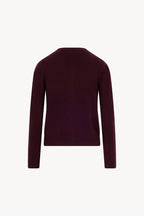 Cardigan Girocollo con gros-grain in Puro Cashmere Acero