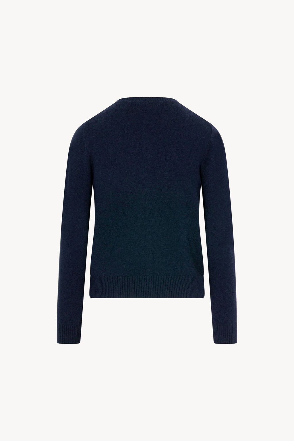 Cardigan Girocollo con gros-grain in Puro Cashmere Notte