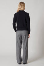 Cardigan collo a Camicia con gros-grain in Puro Cashmere Nero
