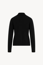 Cardigan collo a Camicia con gros-grain in Puro Cashmere Nero