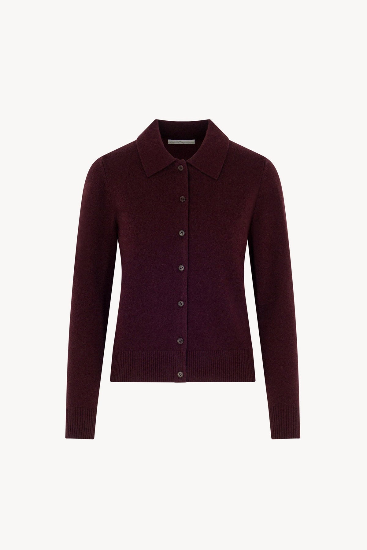 Cardigan collo a Camicia con gros-grain in Puro Cashmere Acero