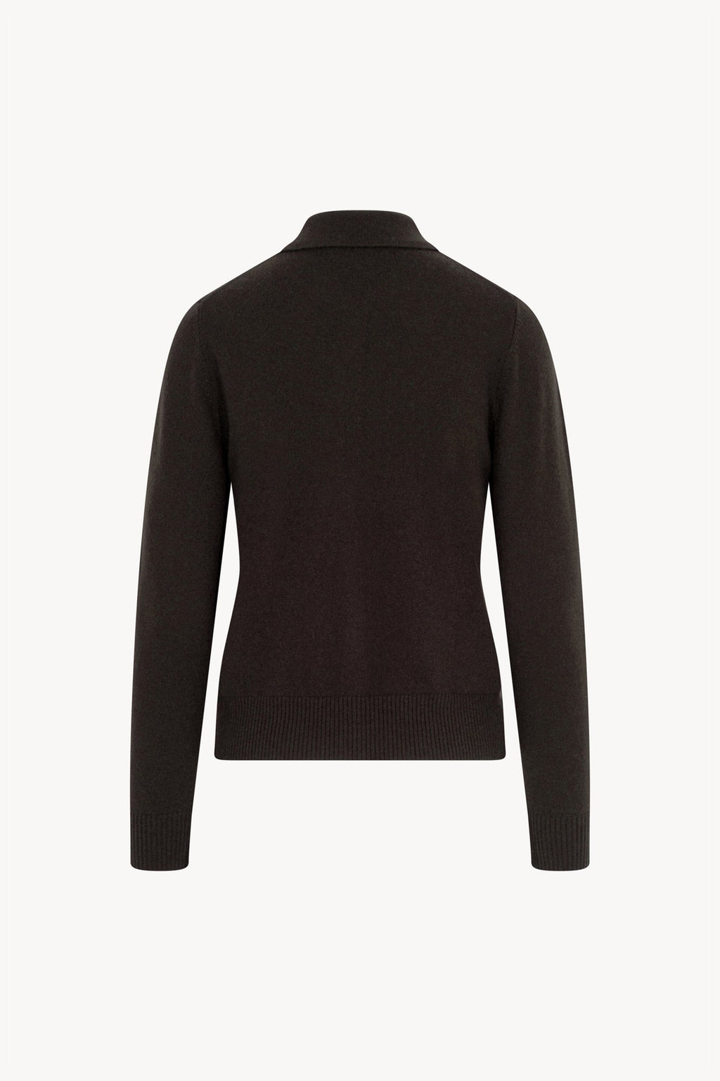 Cardigan collo a Camicia con gros-grain in Puro Cashmere Mocha