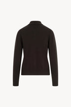 Cardigan collo a Camicia con gros-grain in Puro Cashmere Mocha