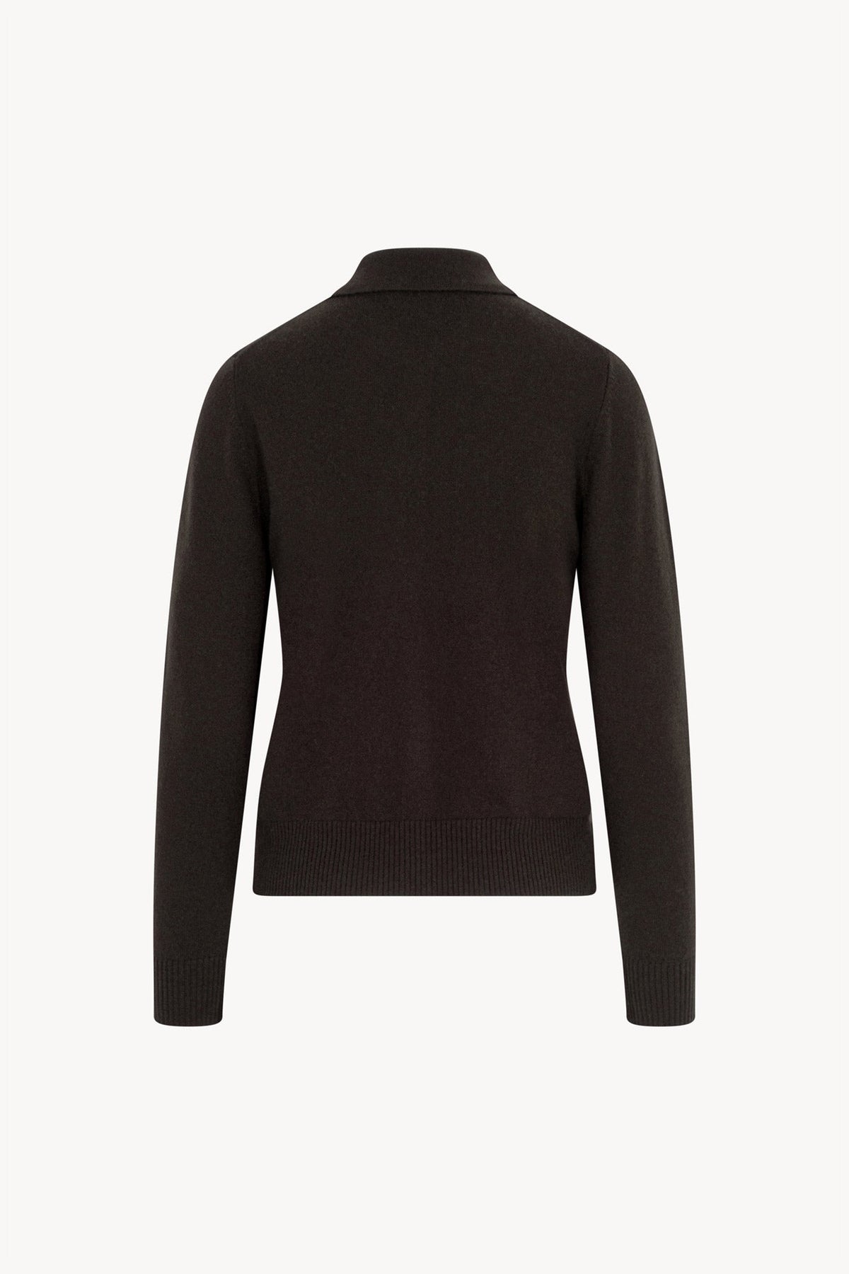 Cardigan collo a Camicia con gros-grain in Puro Cashmere Mocha