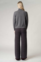 Cardigan collo a Camicia con gros-grain in Puro Cashmere Derby