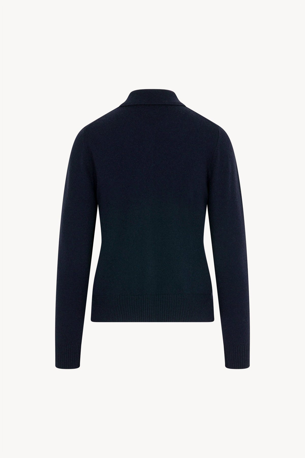 Cardigan collo a Camicia con gros-grain in Puro Cashmere Notte