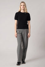 Girocollo Mezza Manica in Puro Cashmere Nero