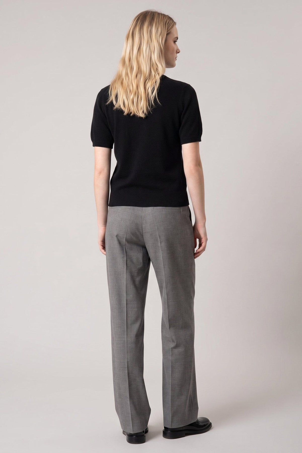 Girocollo Mezza Manica in Puro Cashmere Nero