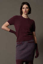 Girocollo Mezza Manica in Puro Cashmere Acero