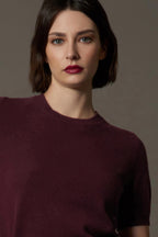 Girocollo Mezza Manica in Puro Cashmere Acero