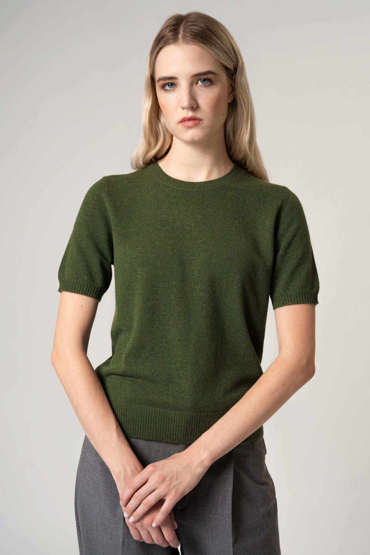 Girocollo Mezza Manica in Puro Cashmere Mocha