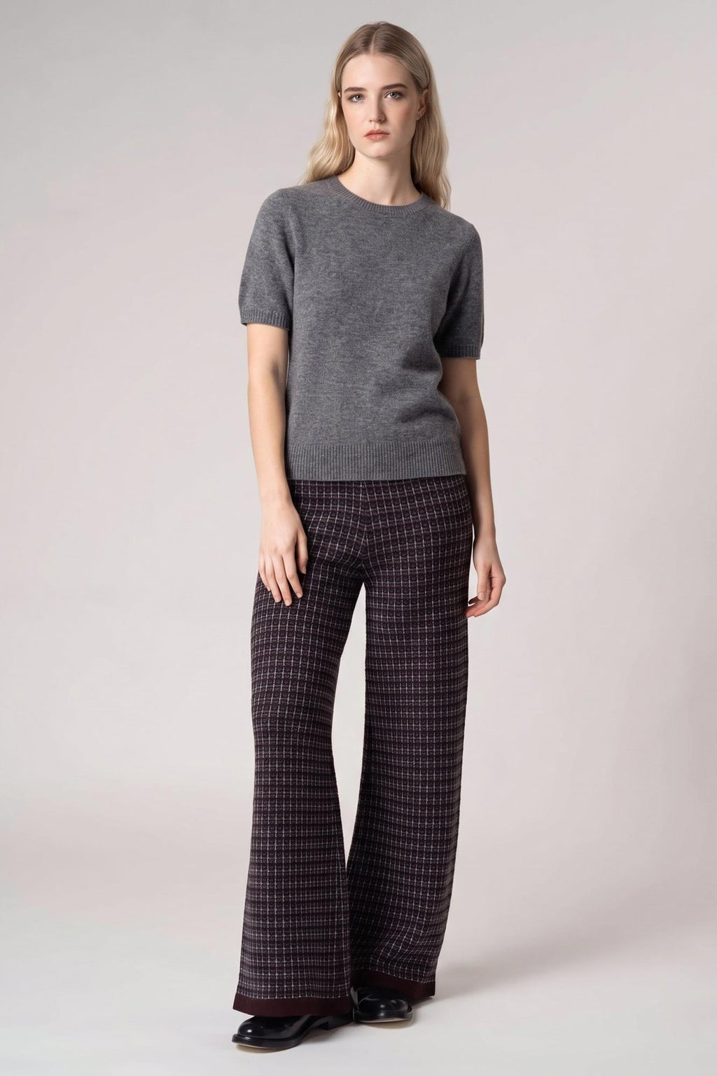 Girocollo Mezza Manica in Puro Cashmere Derby