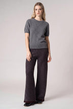 Girocollo Mezza Manica in Puro Cashmere Derby