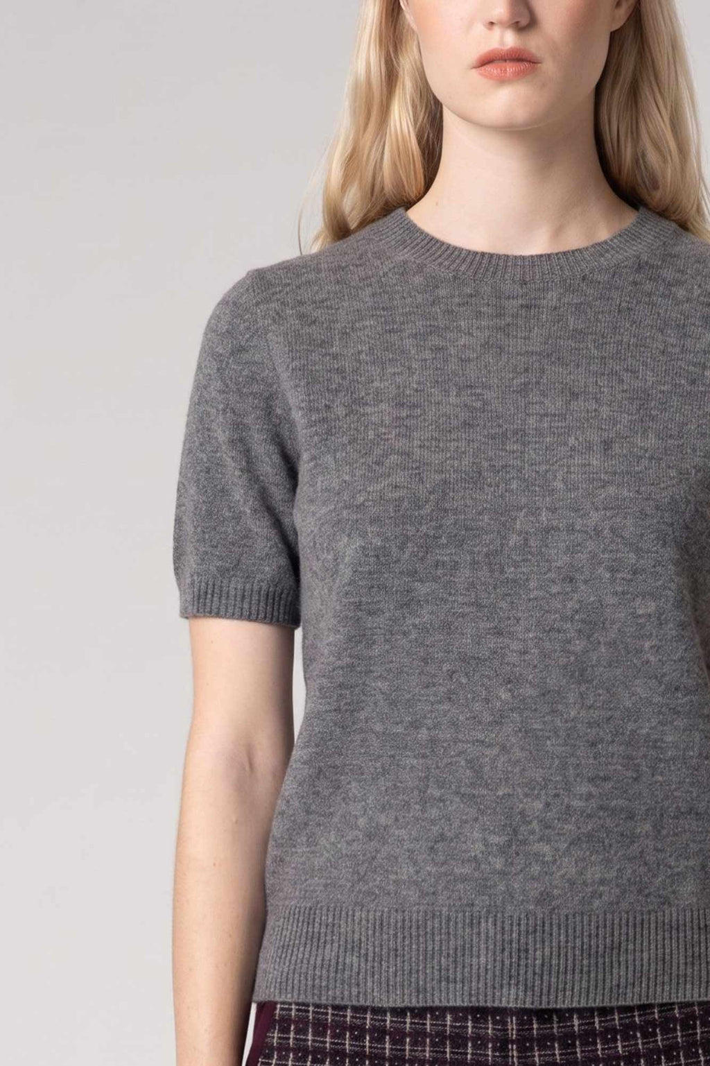 Girocollo Mezza Manica in Puro Cashmere Derby