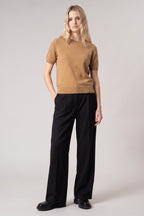 Girocollo Mezza Manica in Puro Cashmere Cammello