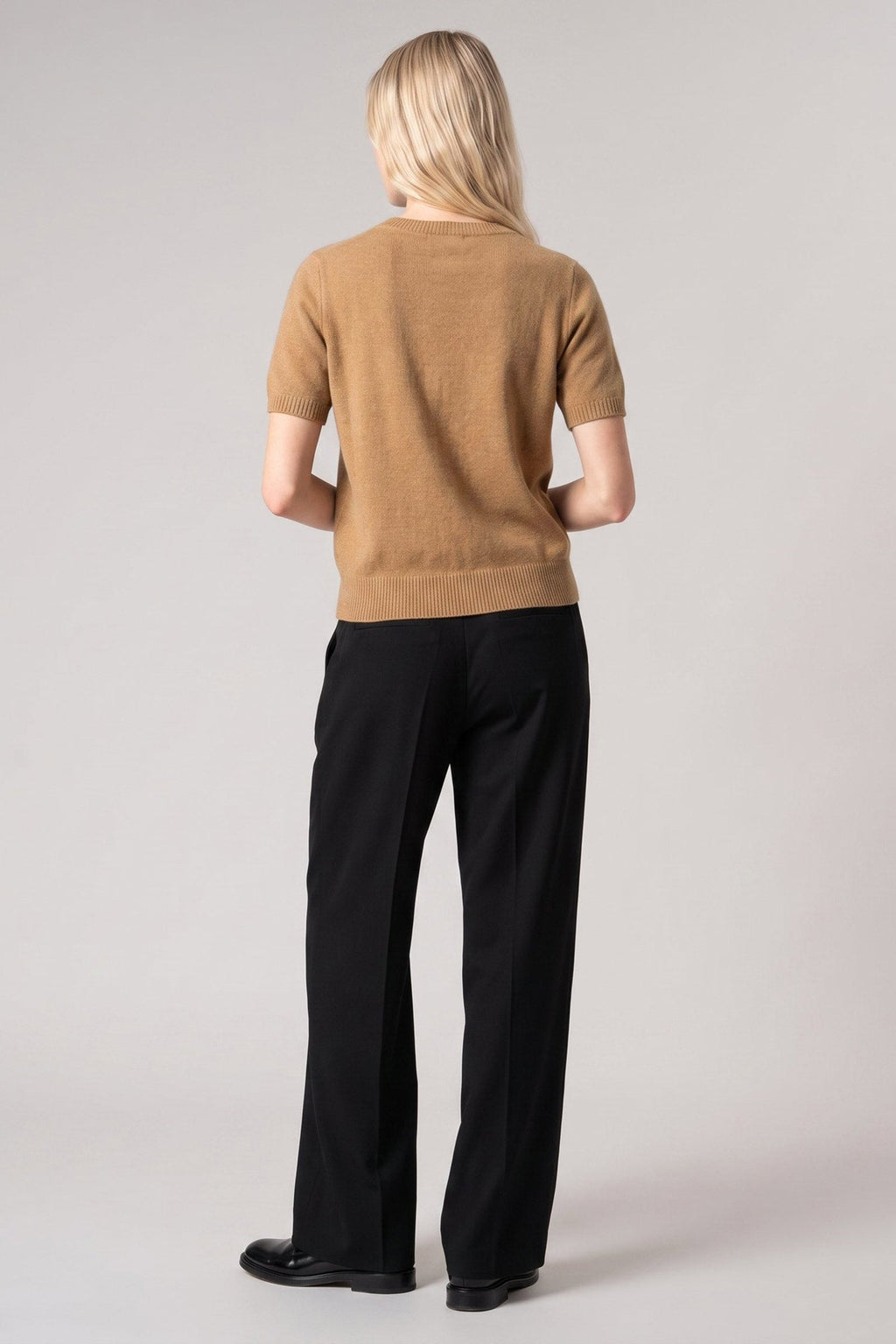 Girocollo Mezza Manica in Puro Cashmere Cammello