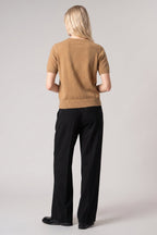 Girocollo Mezza Manica in Puro Cashmere Cammello